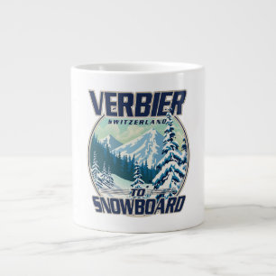 Verbier Zwitserland Snowboard Travel logo Grote Koffiekop