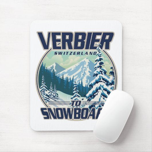 Verbier Zwitserland Snowboard Travel logo Muismat (Met muis)