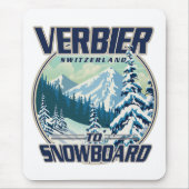 Verbier Zwitserland Snowboard Travel logo Muismat (Voorkant)