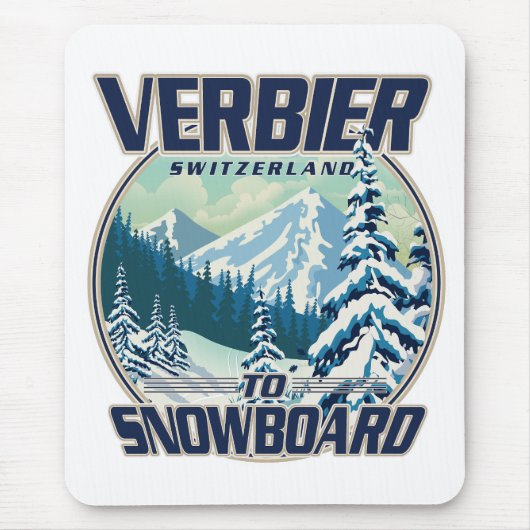 Verbier Zwitserland Snowboard Travel logo Muismat (Voorkant)
