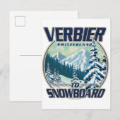 Verbier Zwitserland Snowboard Travel logo Uitnodiging Briefkaart (Voorkant / Achterkant)
