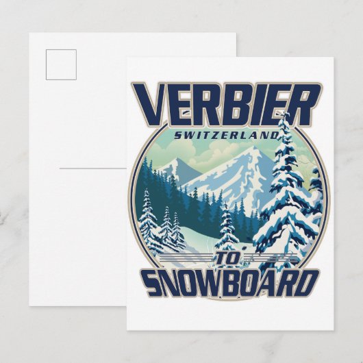 Verbier Zwitserland Snowboard Travel logo Uitnodiging Briefkaart (Voorkant / Achterkant)