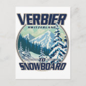 Verbier Zwitserland Snowboard Travel logo Uitnodiging Briefkaart (Voorkant)