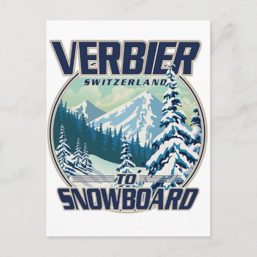 Verbier Zwitserland Snowboard Travel logo Uitnodiging Briefkaart (Voorkant)