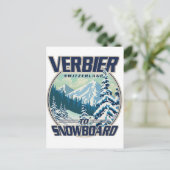 Verbier Zwitserland Snowboard Travel logo Uitnodiging Briefkaart (Staand voorkant)