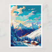 Verbier Zwitserland vintage reisillustratie Briefkaart (Voorkant)