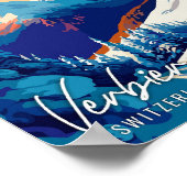 Verbier Zwitserland vintage reisillustratie Poster (Hoek)