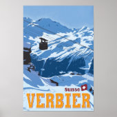 Verbier Zwitserland Vintage Reizen Poster (Voorkant)