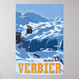 Verbier Zwitserland Vintage Reizen Poster