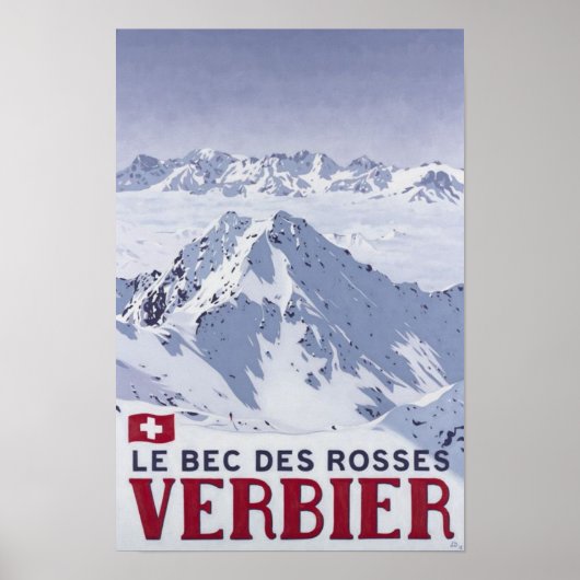 Verbier Zwitserland Vintage Reizen Poster (Voorkant)