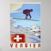Verbier Zwitserland Vintage Reizen Poster (Voorkant)