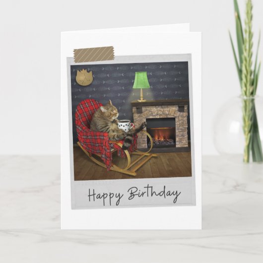 Verbijsterd door de 'Fire Cat Funny Birthday Card' Kaart (Voorkant)