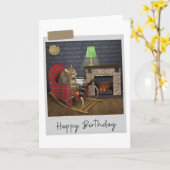 Verbijsterd door de 'Fire Cat Funny Birthday Card' Kaart (Gele Bloem)