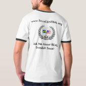 Verbijsterd en los, met mijn Zweedse snus T-shirt (Achterkant volledig)