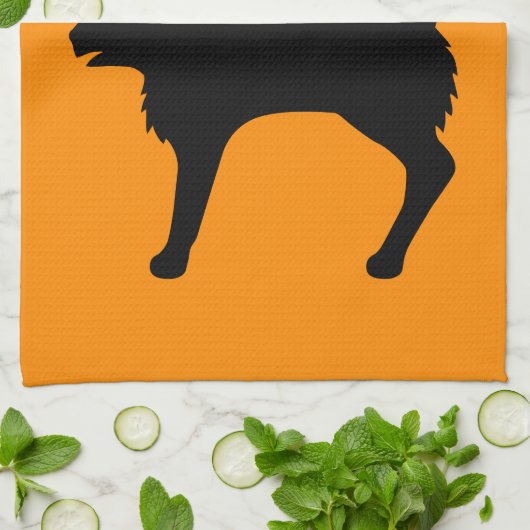 Verbijsterde Halloween Cat and Bats Silhouette Sin Theedoek (Gevouwen)