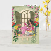 Verbijsterde verjaardagsvrouw kaart (Gele Bloem)