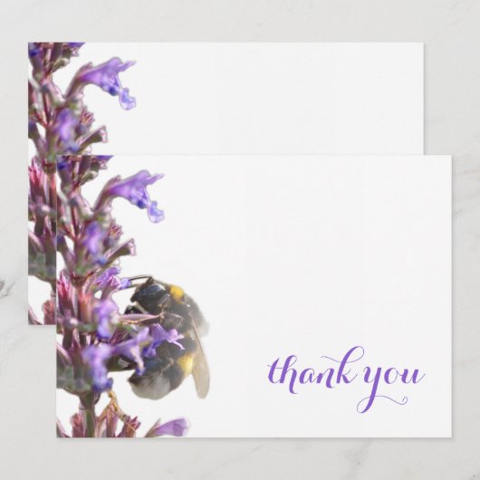 Verbijsterend bedankt Kaart met bloem-hommel (Voorkant / Achterkant)