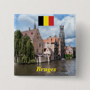Verbijsterend! Brugge - België Vierkante Button 5,1 Cm