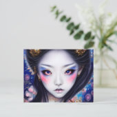 Verbijsterend Japans meisje Gothic Fantasy Briefkaart (Staand voorkant)