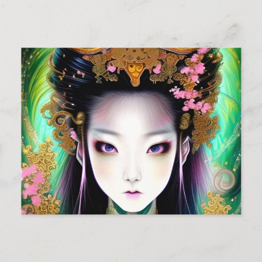 Verbijsterend Japans meisje Gothic Fantasy Briefkaart (Voorkant)