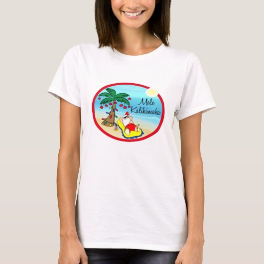Verbijsterend onder Palm Santa hawaiin Kerstmis T-shirt (Voorkant)