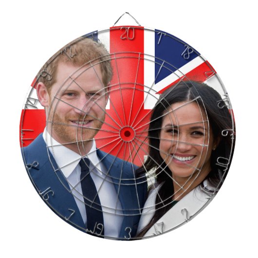 Verbijsterend! Prince Harry en Meghan Markle Dartbord (Voorkant)