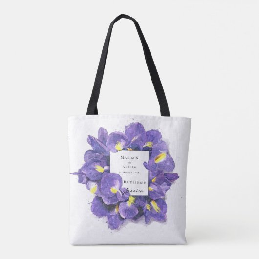 Verbijsterende Paarse Waterverf Flora Bridesmaid Tote Bag (Achterkant)