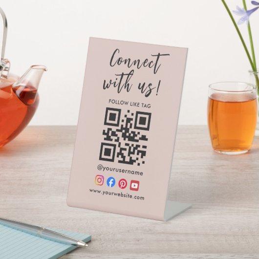 Verbind hier QR-code bord Reclamebord Met Voetstuk (Insitu)