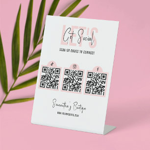 Verbind met de Sociale Media Roze Modern van de Co Reclamebord Met Voetstuk