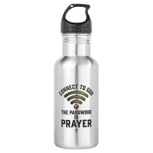 Verbind met God Gebed Christelijke Vector Ontwerp_ Waterfles (Voorkant)