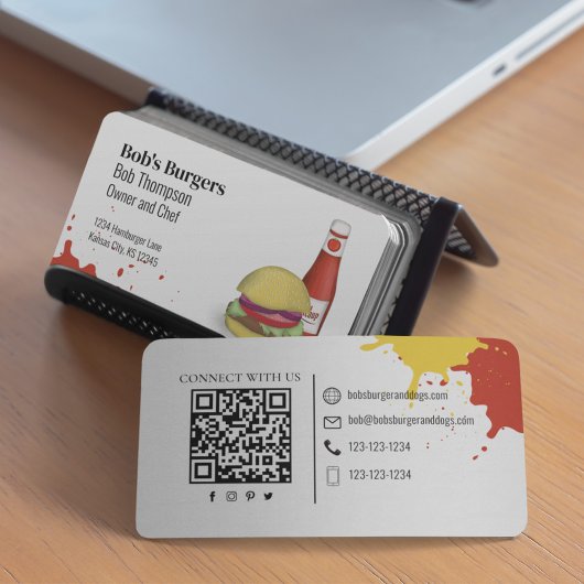 Verbind met mij QR-code Eenvoudige hamburger Visitekaartje