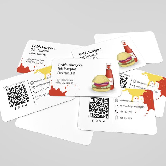 Verbind met mij QR-code Eenvoudige hamburger Visitekaartje