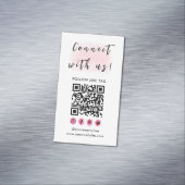 Verbind met ons brandend Logo QR Code Modern Roze Magnetisch Visitekaartje (Voorbeeld)