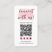 Verbind met ons brandend Logo QR Code Modern Roze Visitekaartje (Voorkant)