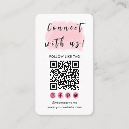 Verbind met ons brandend Logo QR Code Modern Roze Visitekaartje