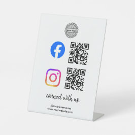 Verbind met ons Instagram Facebook Sociale Media Q Reclamebord Met Voetstuk