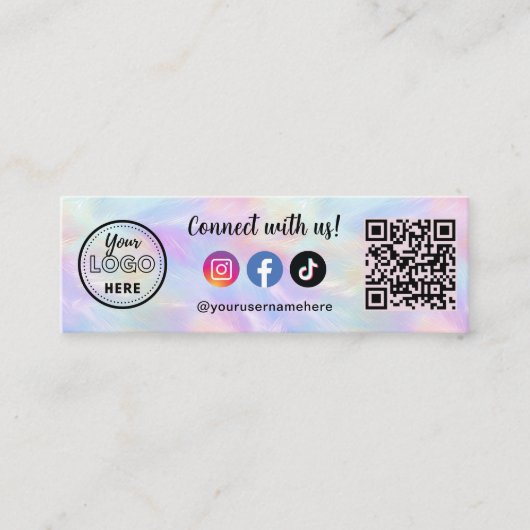 Verbind met ons iriserende opaal stijlvolle QR-cod Mini Visitekaartje (Voorkant)