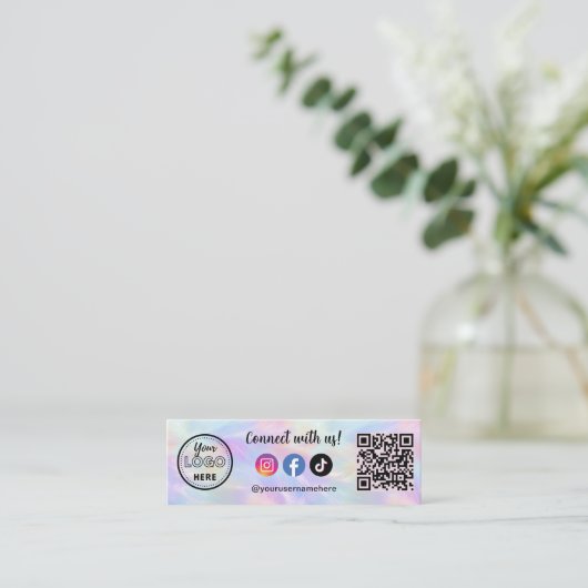 Verbind met ons iriserende opaal stijlvolle QR-cod Mini Visitekaartje (Staand voorkant)