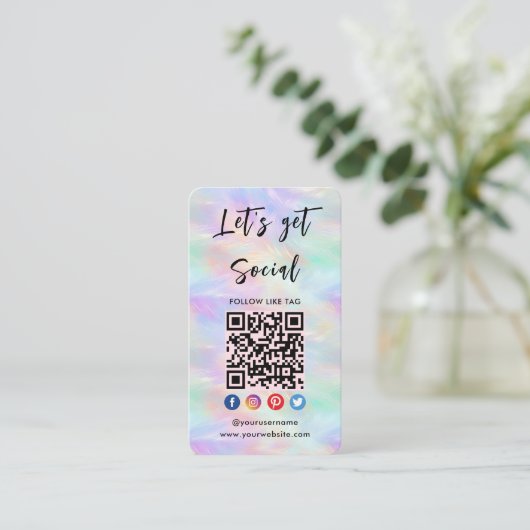 Verbind met ons iriserende opaal stijlvolle QR-cod Visitekaartje (Staand voorkant)