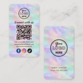 Verbind met ons iriserende opaal stijlvolle QR-cod Visitekaartje (Voorkant / Achterkant)