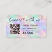 Verbind met ons Logo Qr Code Iridescent Opal Chic Visitekaartje (Voorkant)