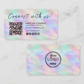 Verbind met ons Logo Qr Code Iridescent Opal Chic Visitekaartje (Voorkant / Achterkant)