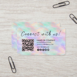 Verbind met ons Logo Qr Code Iridescent Opal Chic Visitekaartje