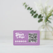 Verbind Met Ons Logo Qr Code Lavendel Visitekaartje (Staand voorkant)