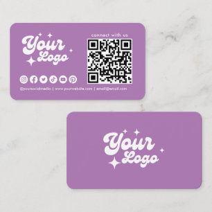 Verbind Met Ons Logo Qr Code Lavendel Visitekaartje
