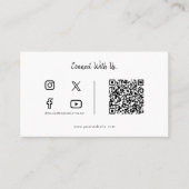 Verbind met ons Minimale QR Code Social Media icoo Visitekaartje (Voorkant)