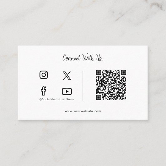 Verbind met ons Minimale QR Code Social Media icoo Visitekaartje (Voorkant)