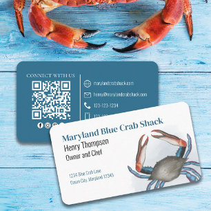 Verbind met ons QR-code Blauwe Krab Kustzee Visitekaartje