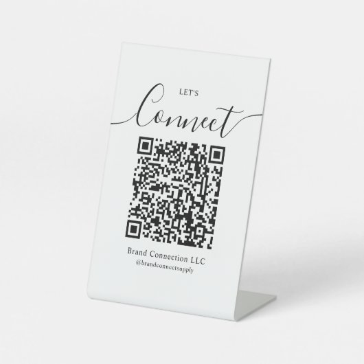 Verbind met ons QR Code Business Company Merk Reclamebord Met Voetstuk (Voorkant)