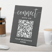 Verbind met ons QR code grijs chique modern minimu Reclamebord Met Voetstuk (Insitu)